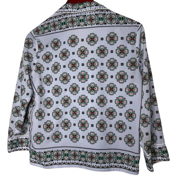 San­dro Bleu Ciel Print square button down crop blouse Shirt sz 1 US S - Picture 4 of 8